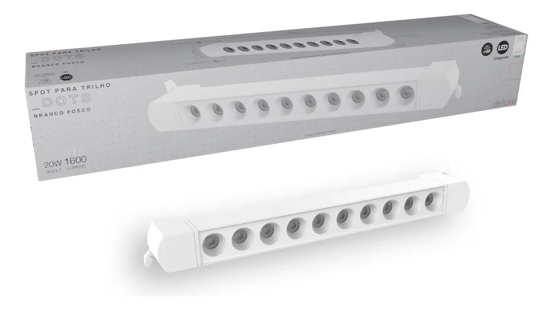 TESTE Spot Led Trilho Authentic Dots 20w 6500k Branco Fosco Deluxe