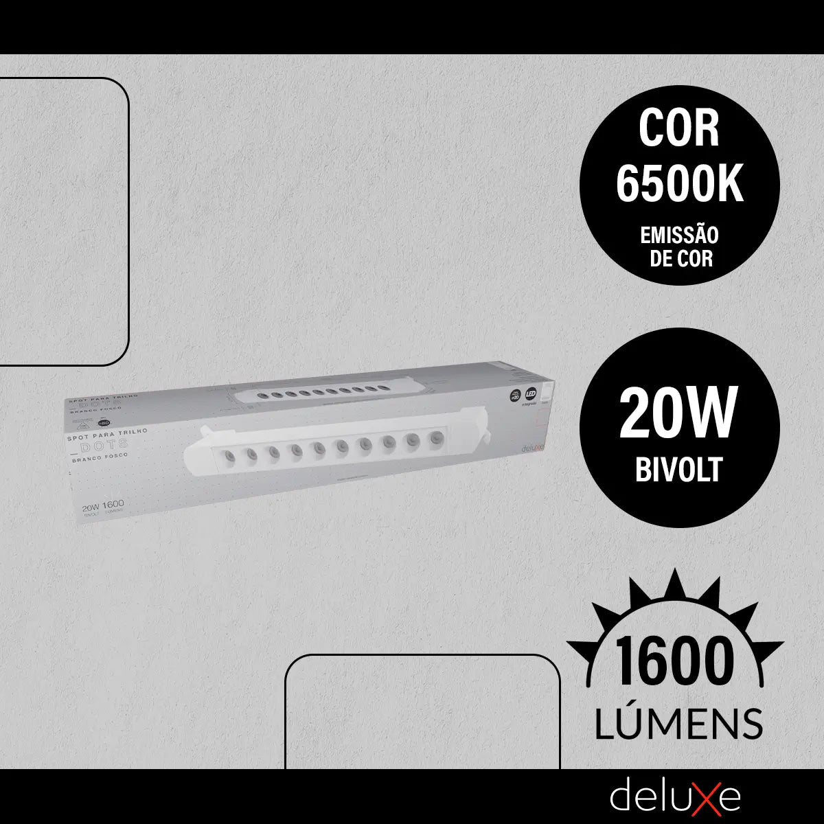 TESTE Spot Led Trilho Authentic Dots 20w 6500k Branco Fosco Deluxe