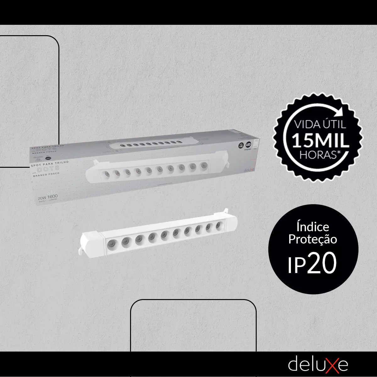 TESTE Spot Led Trilho Authentic Dots 20w 6500k Branco Fosco Deluxe