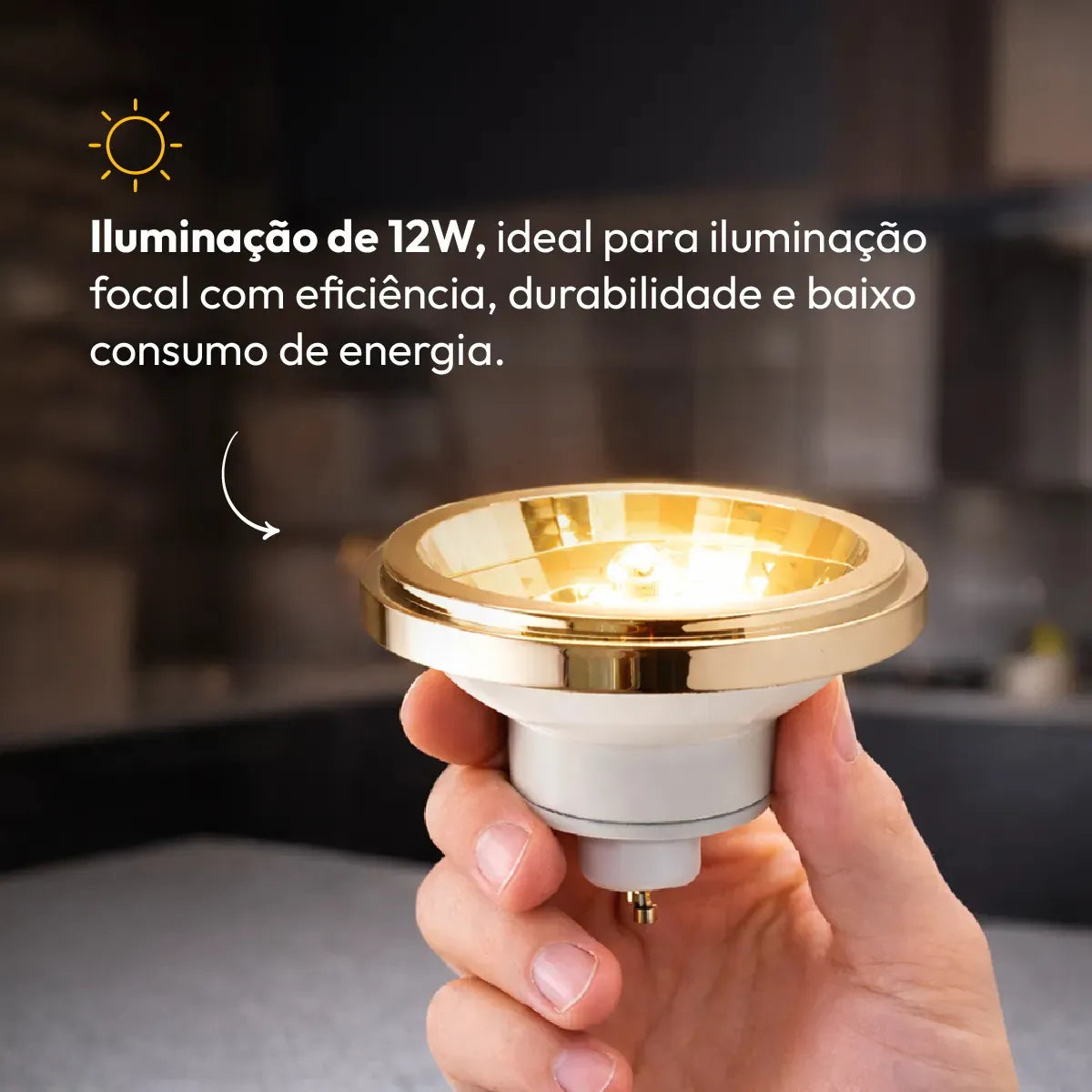 TESTE Lampada Led Ar111 12w 2700k Branco Quente Gu10 24 Graus 110v/220v Branco Cod: Alut002000 Alut By Avant