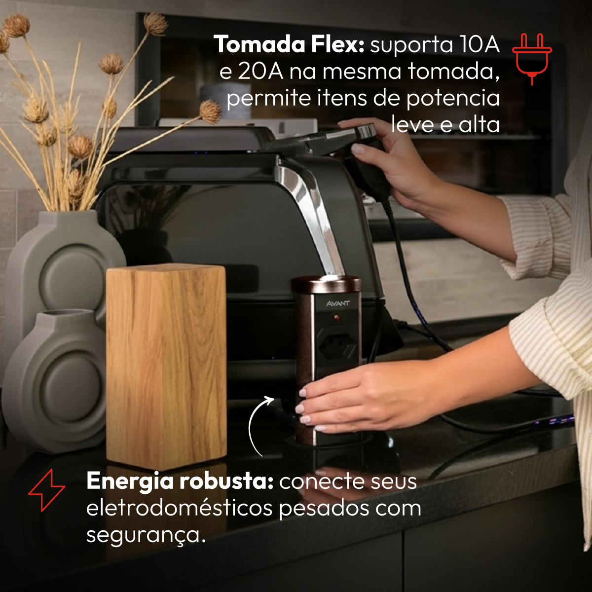 Torre 2 Tomadas Houdini Embutir Automática 16A Prata Avant