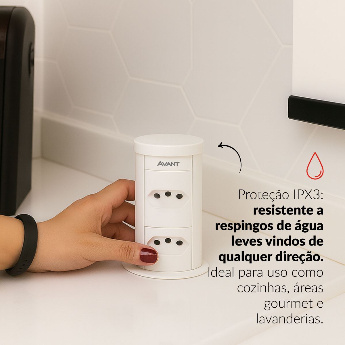Torre 2 Tomadas Houdini Embutir Automática 16A Branco Avant
