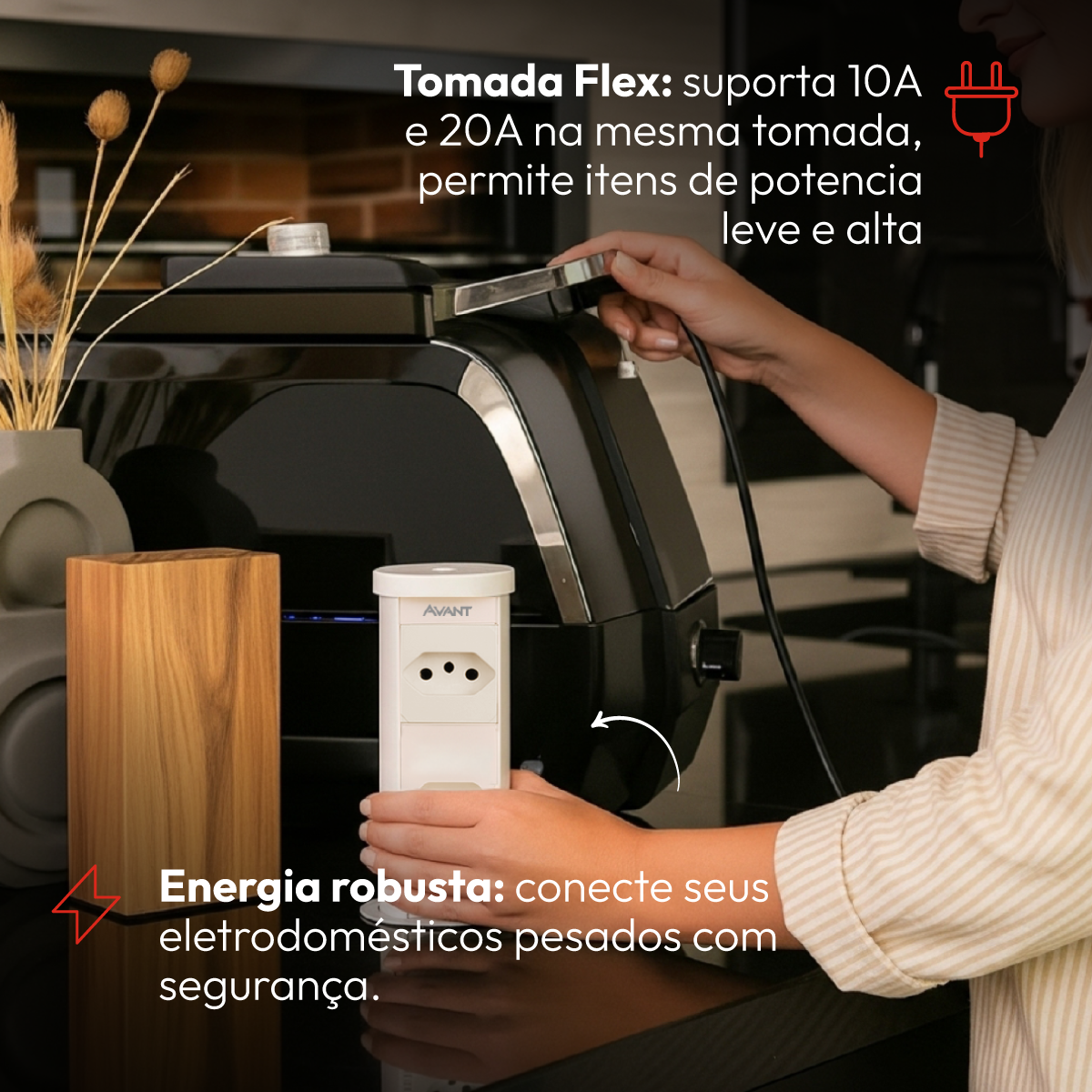 Torre 2 Tomadas Houdini Embutir Automática 16A Branco Avant