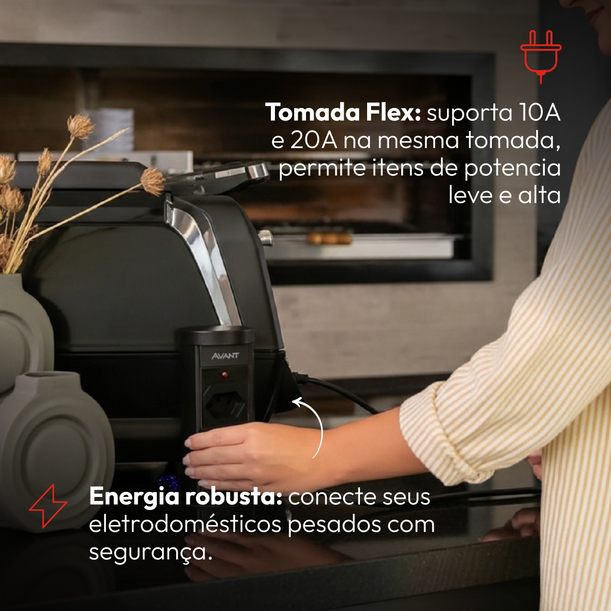Torre 2 Tomadas Houdini Embutir Automática 16A Preto Avant