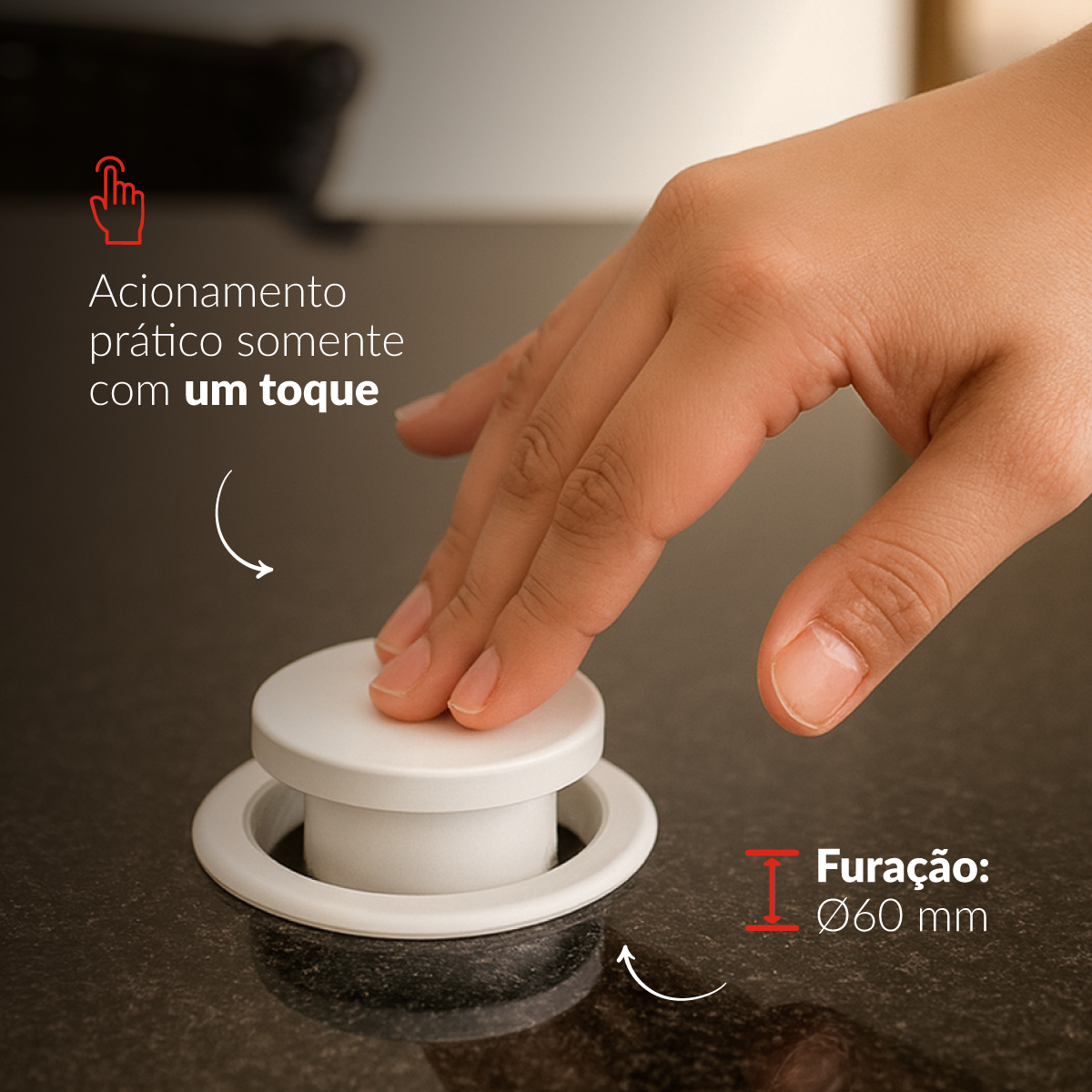 Torre 3 Tomadas Houdini Embutir 16A Retrátil Branco Avant