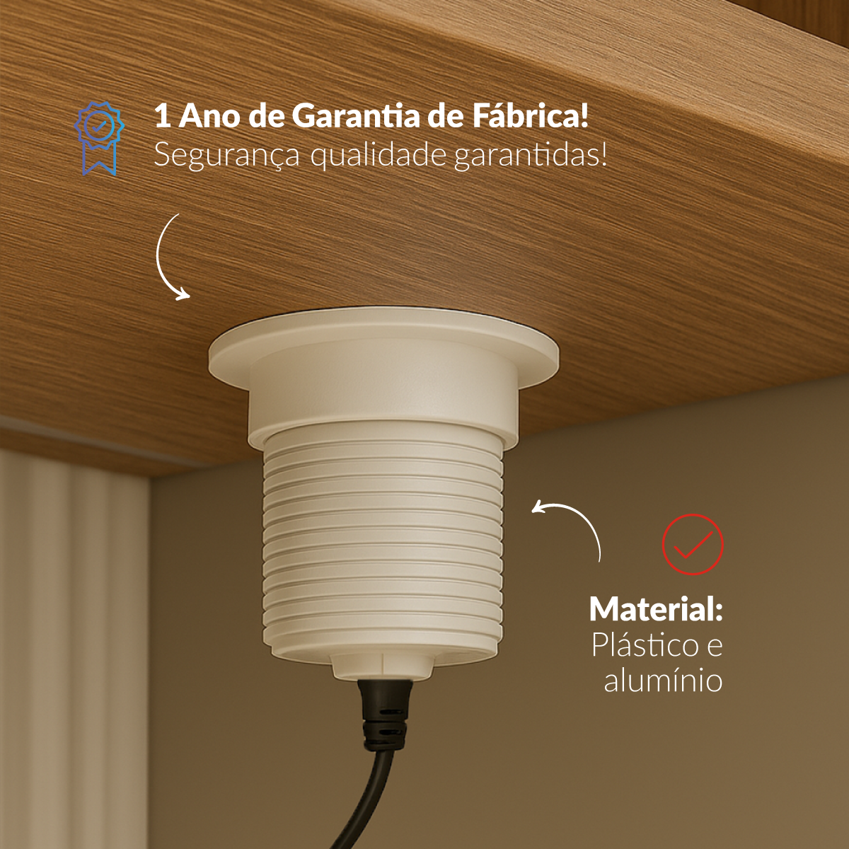 Torre 3 Tomadas Houdini Embutir 16A Retrátil Branco Avant