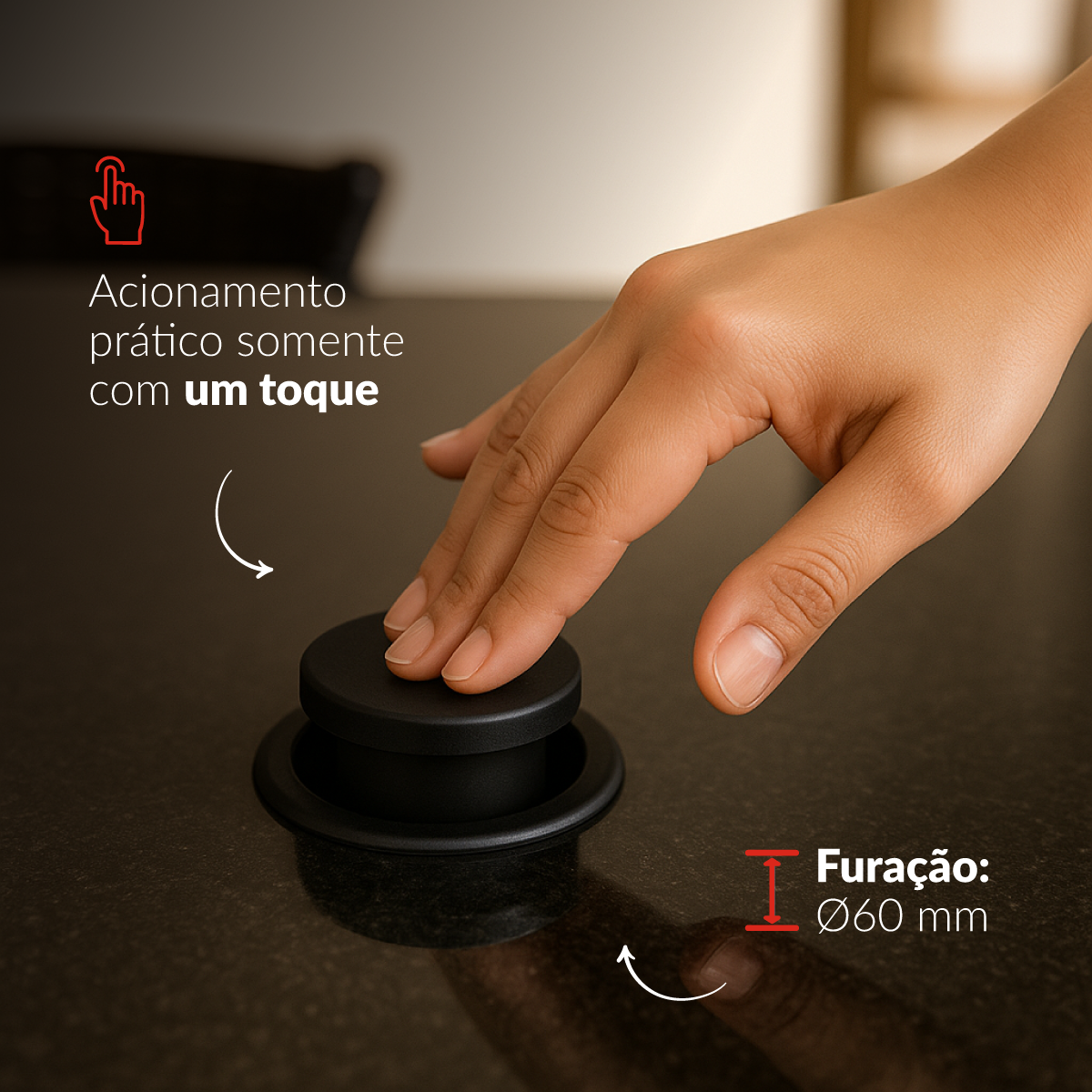 Torre 3 Tomadas Houdini Embutir 16A Automática Preto Avant