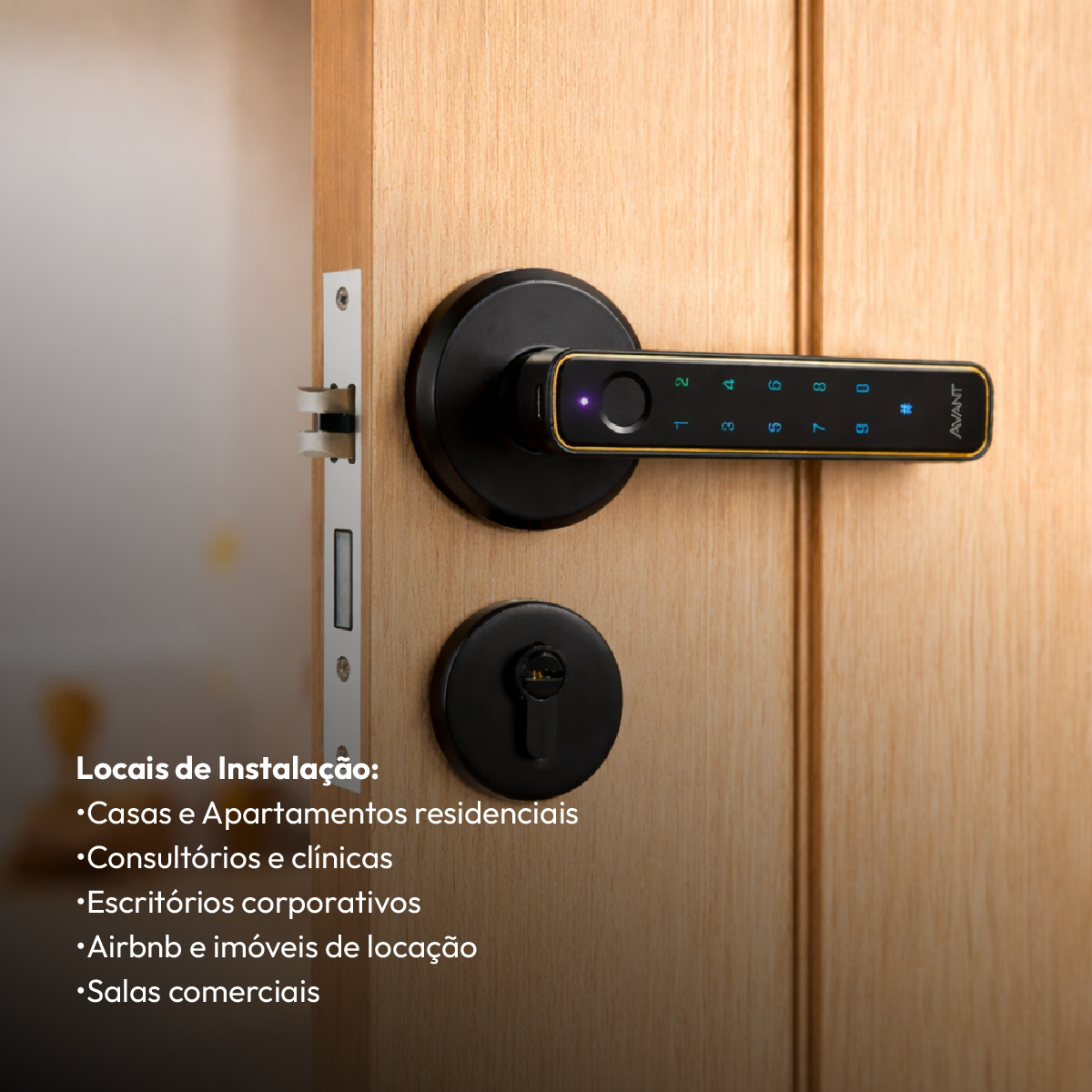 Fechadura Eletronica Fold Biometria Embutir Preto Avant
