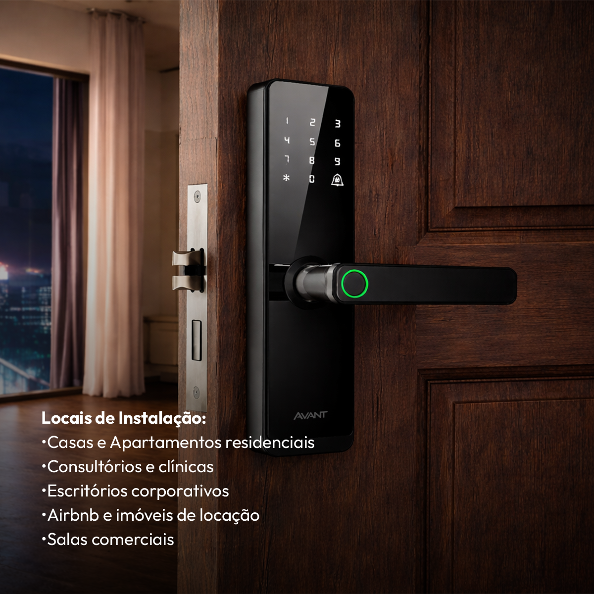 Fechadura Eletronica Motion Biometria Embutir Preto Avant