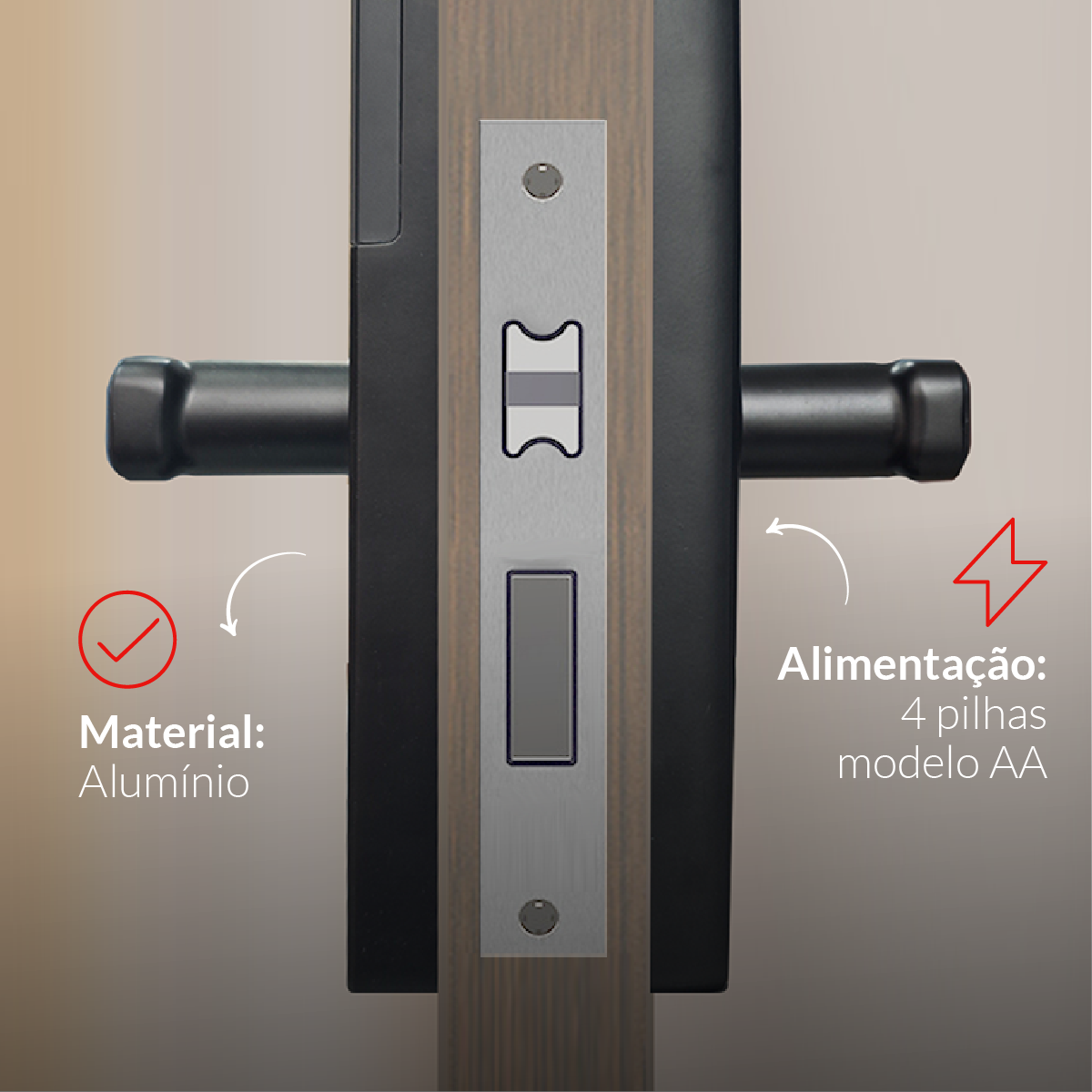 Fechadura Eletronica Motion Biometria Embutir Preto Avant