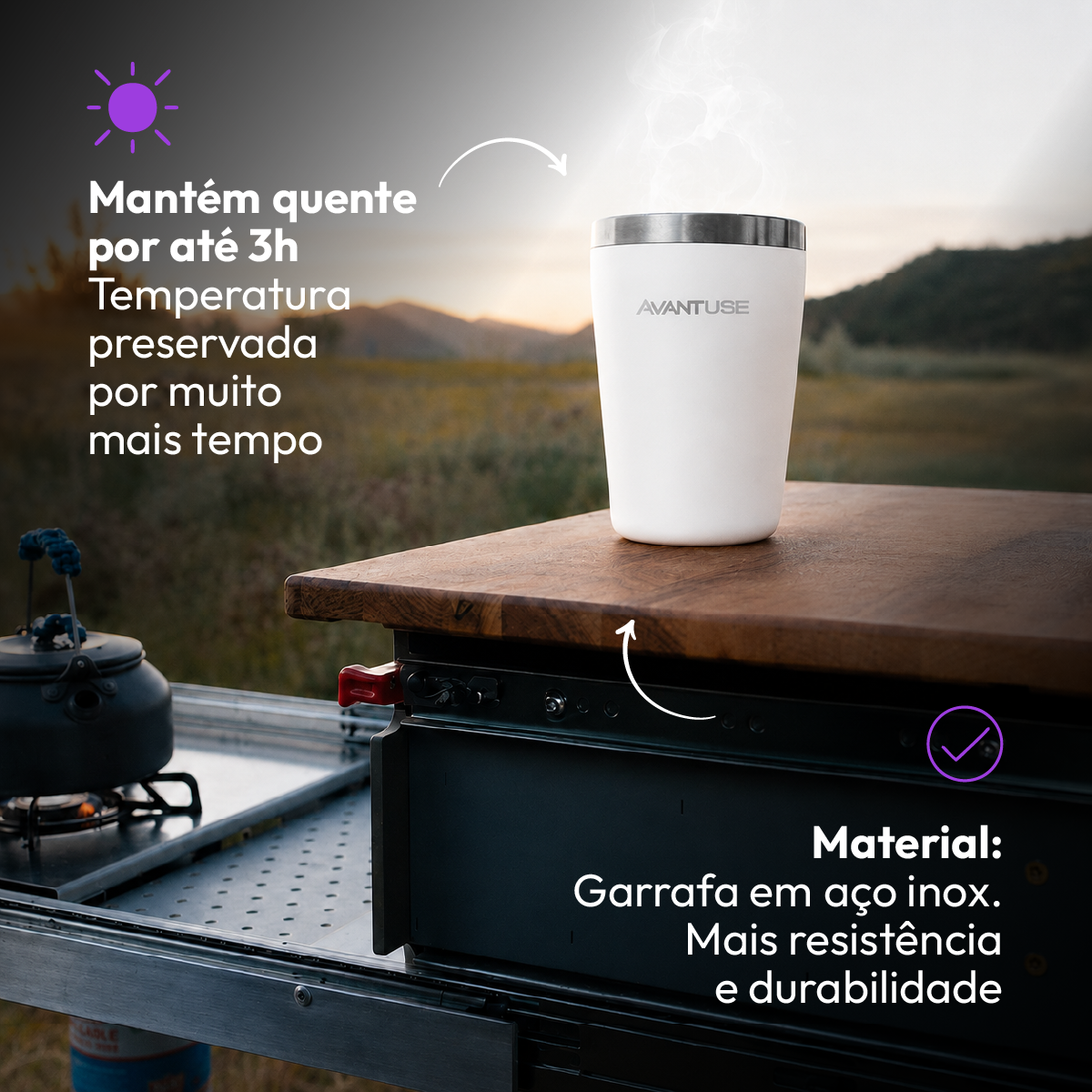 Copo Térmico Class 460ml Branco Aço Inox Gela por até 6h Cod: 292045604 Avant Use