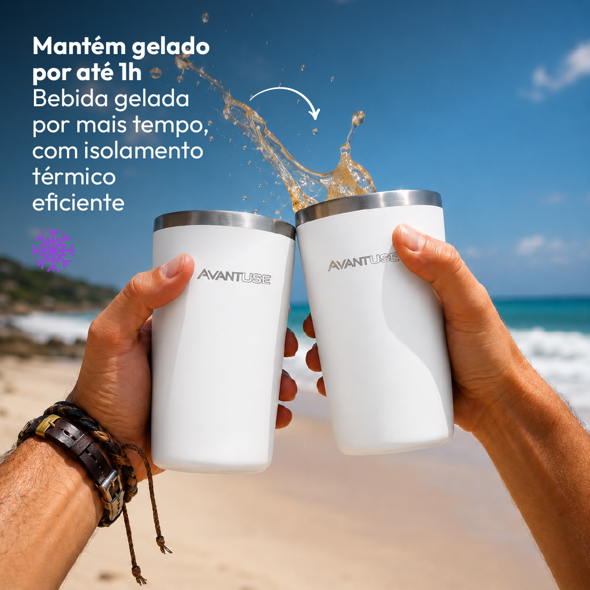 Copo Térmico Class 460ml Branco Aço Inox Gela por até 6h Cod: 292045604 Avant Use