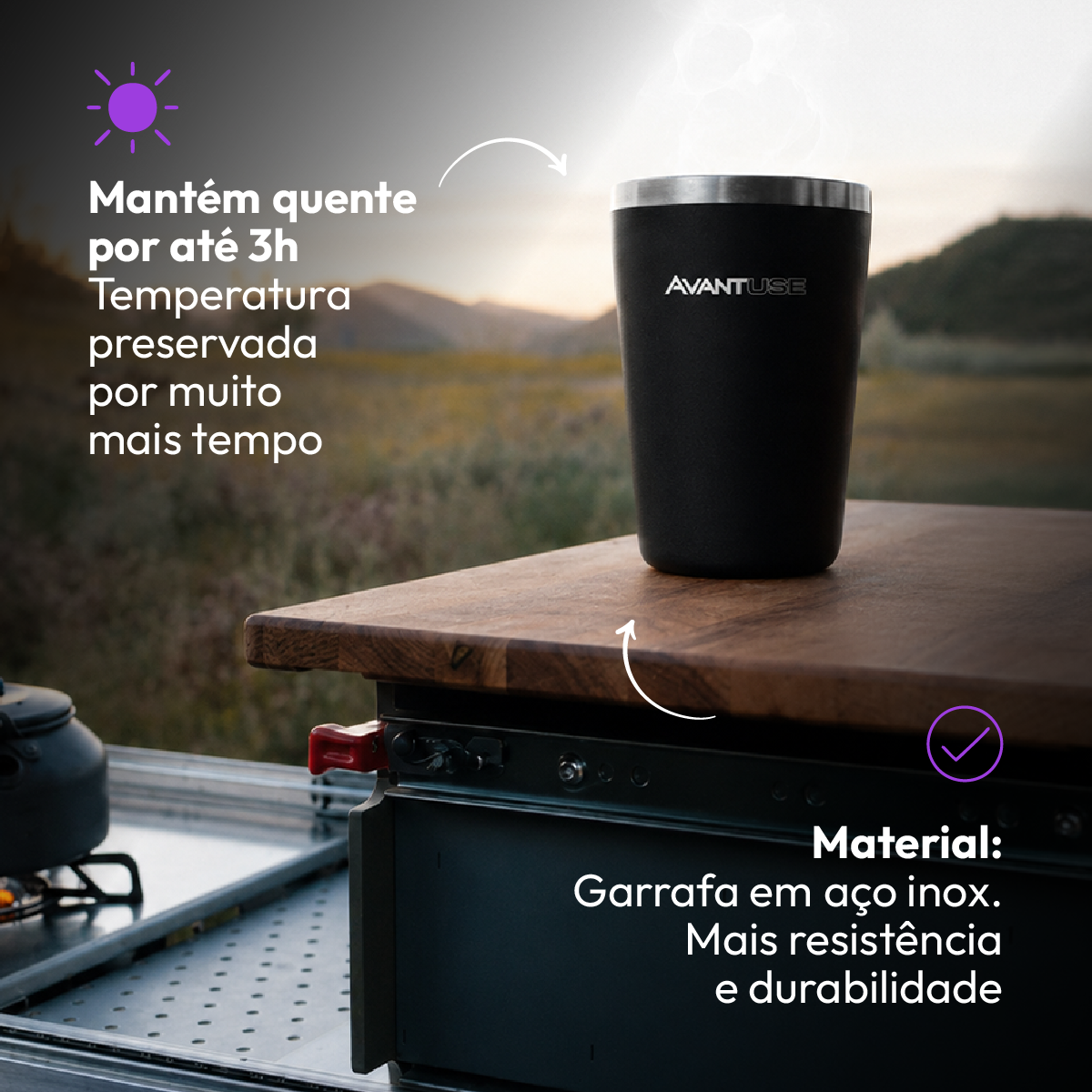 Copo Térmico Class 460ml Preto Aço Inox Gela por até 6h Cod: 292045802 Avant Use
