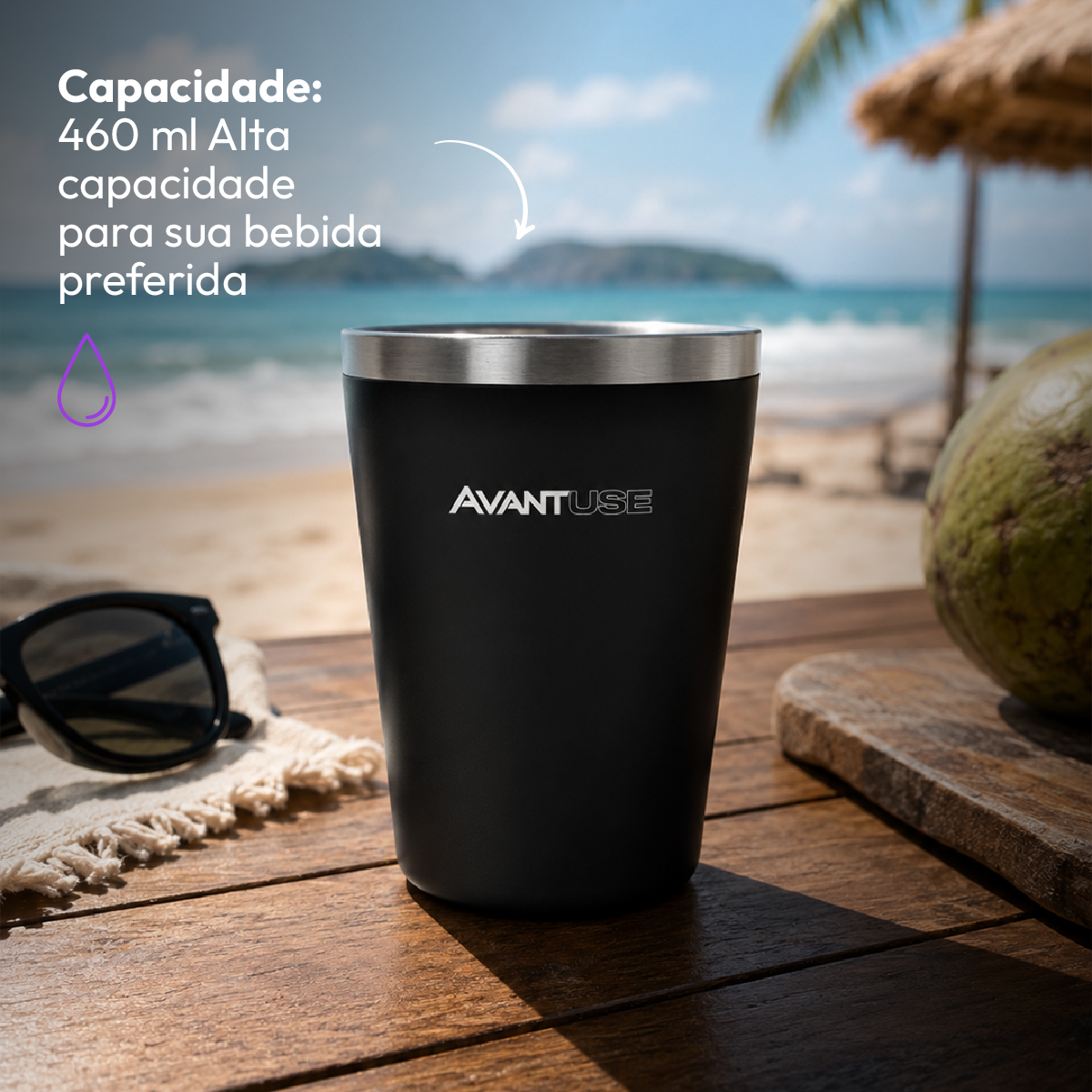 Copo Térmico Class 460ml Preto Aço Inox Gela por até 6h Cod: 292045802 Avant Use