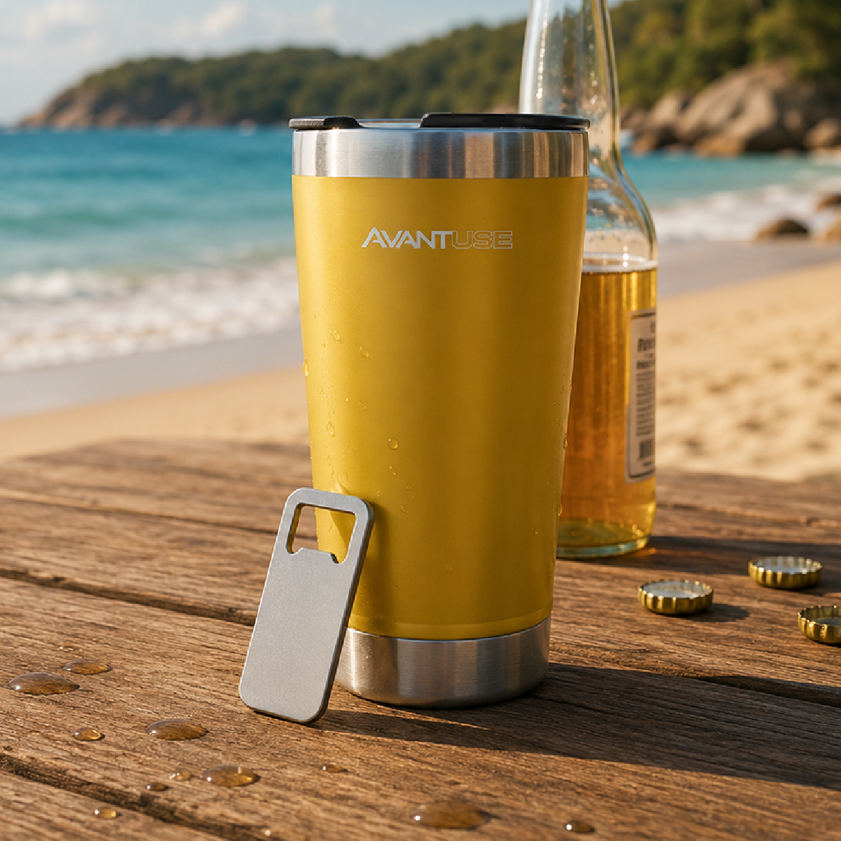 Copo Térmico Class com tampa 473ml Amarelo Aço Inox Gela por até 6h Cod: 292075106 Avant Use