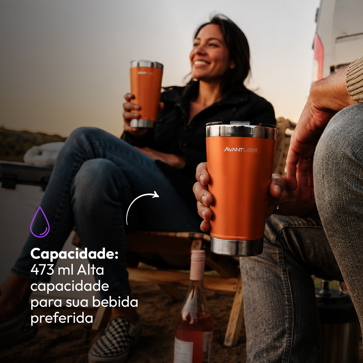 Copo Térmico Class com tampa 473ml Laranja Aço Inox Gela por até 6h Cod: 292074109 Avant Use