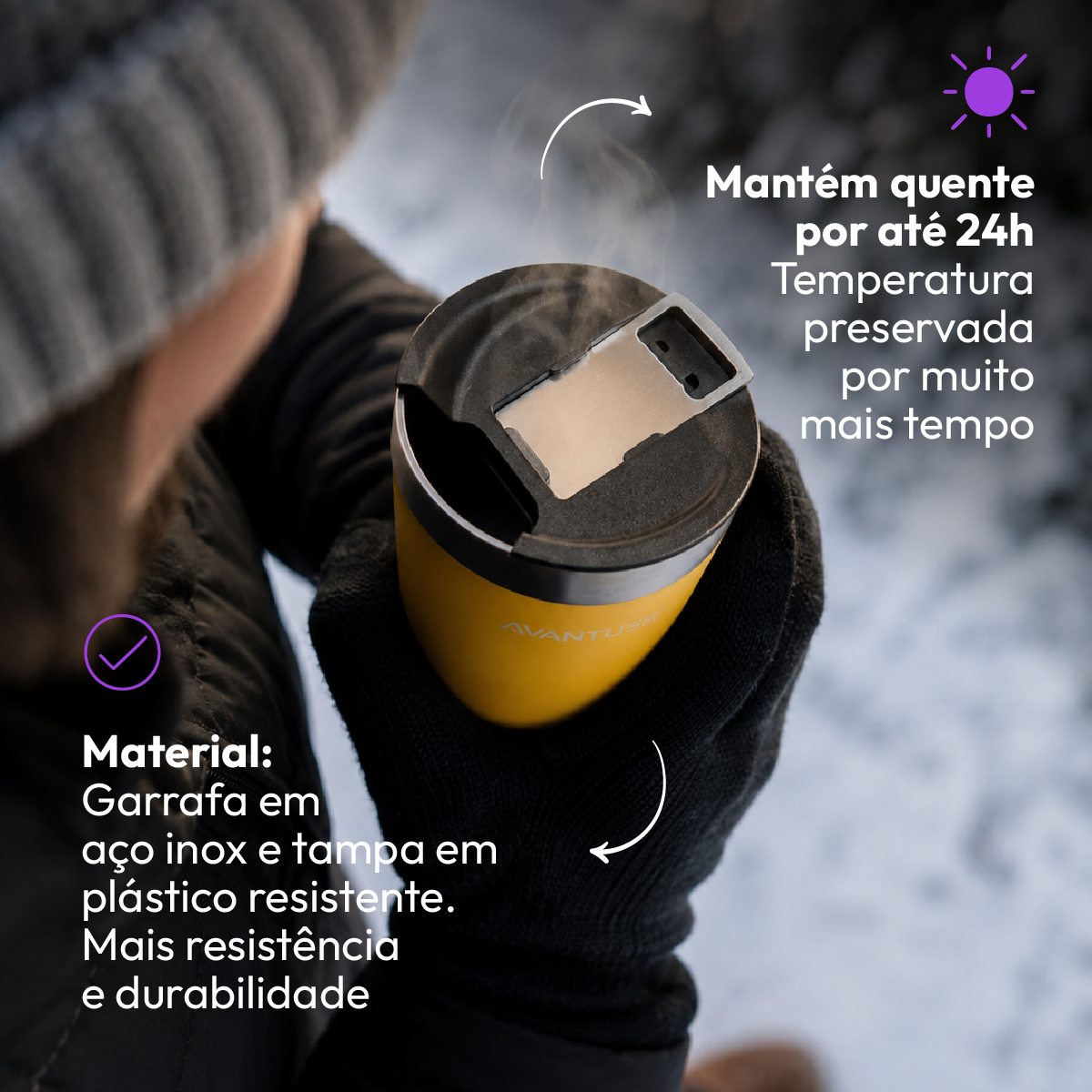 Copo Térmico Class com tampa 473ml Laranja Aço Inox Gela por até 6h Cod: 292074109 Avant Use