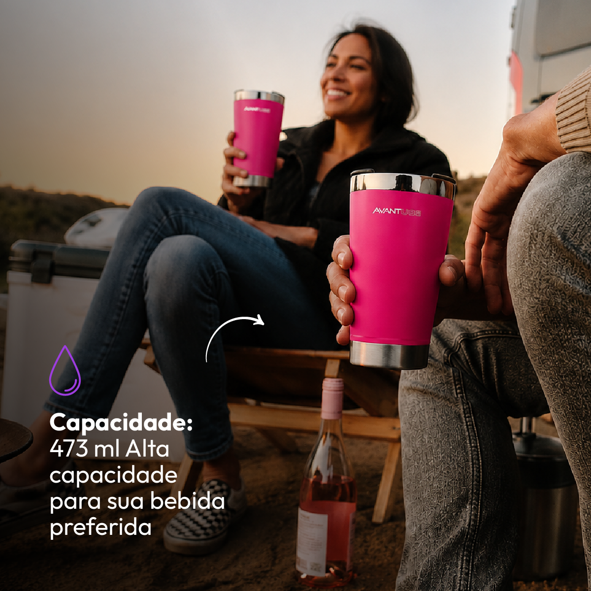 Copo Térmico Class com tampa 473ml Rosa Aço Inox Gela por até 6h Cod: 292075502 Avant Use