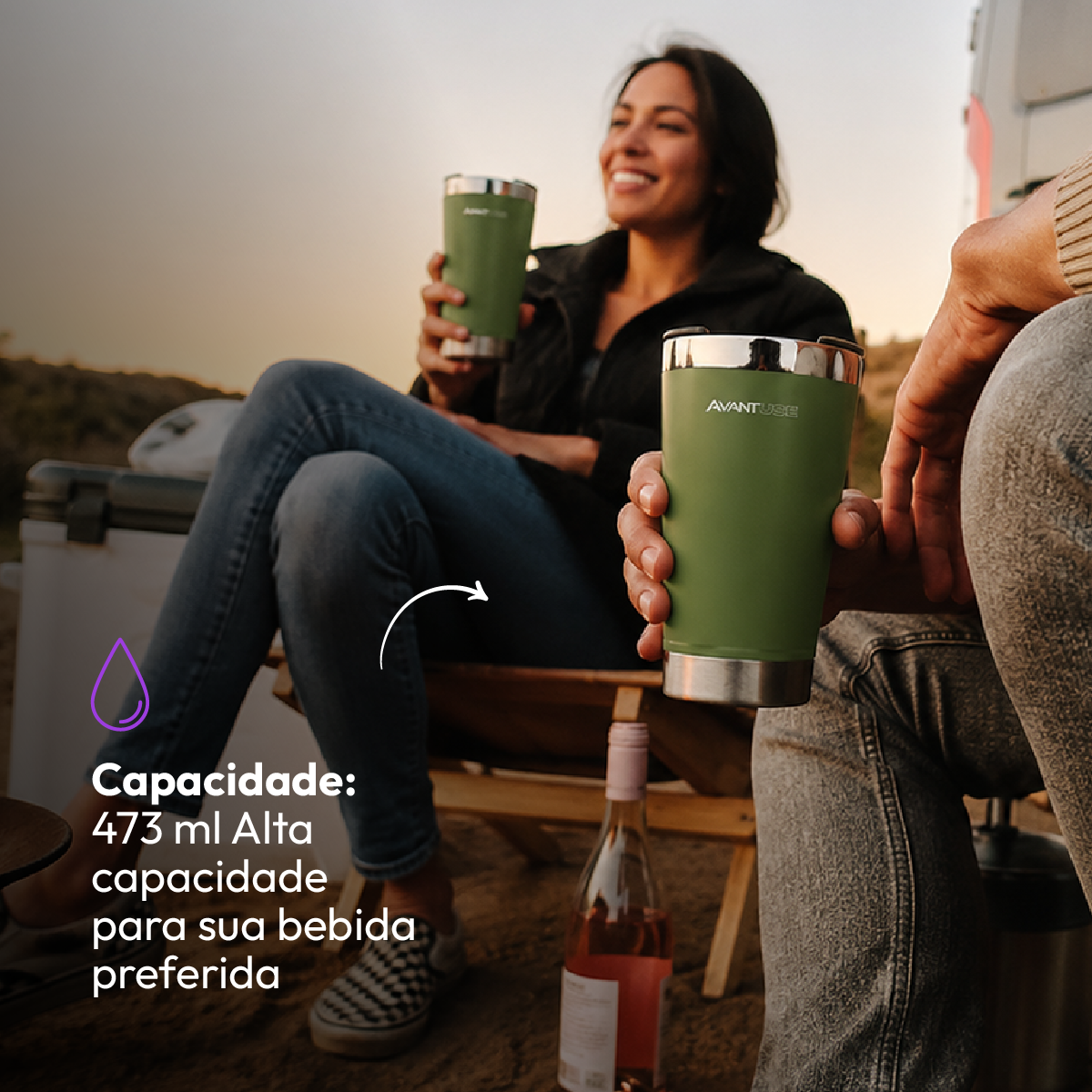 Copo Térmico Class com tampa 473ml Verde Aço Inox Gela por até 6h Cod: 292075304 Avant Use