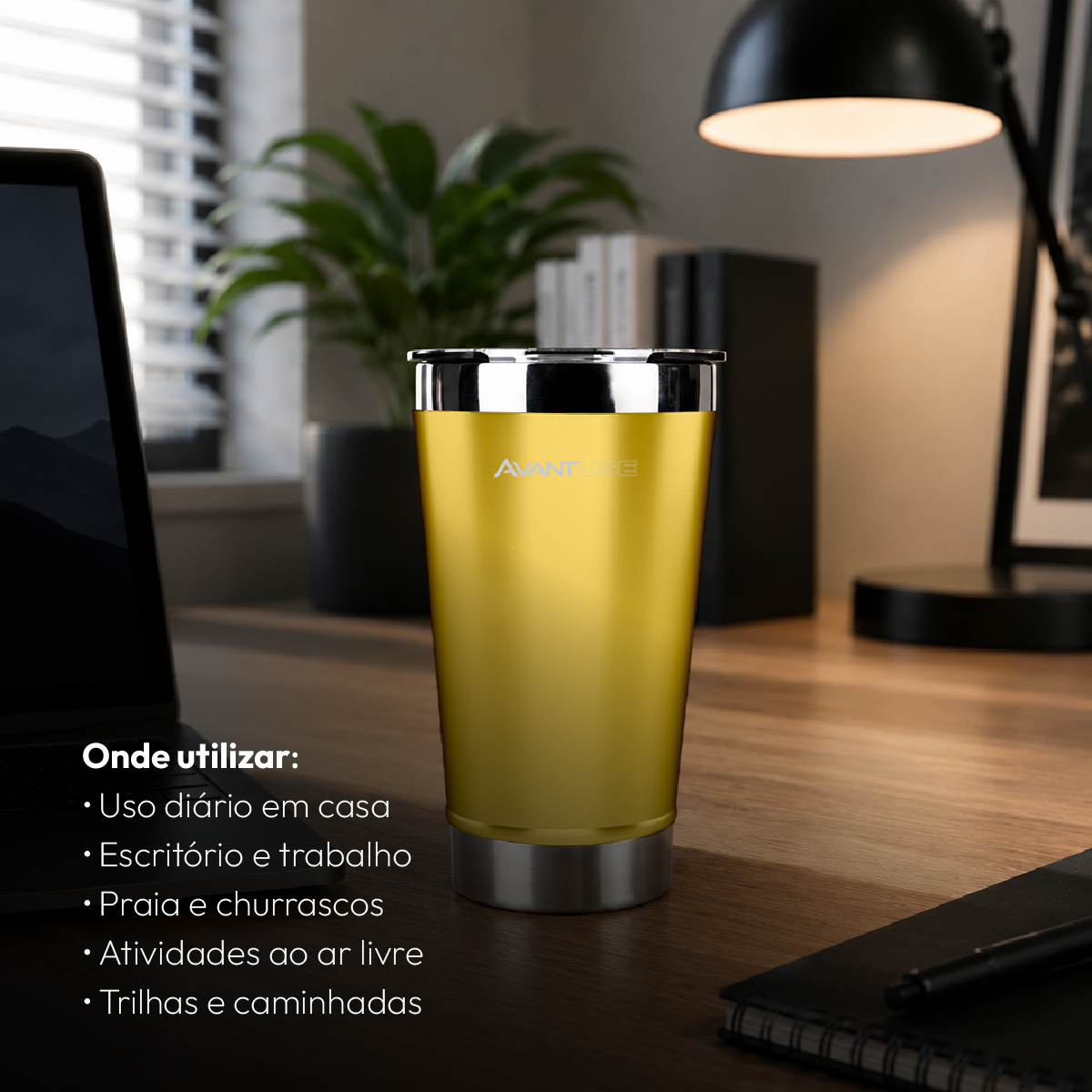 Copo Térmico Class com tampa 473ml Verde Aço Inox Gela por até 6h Cod: 292075304 Avant Use