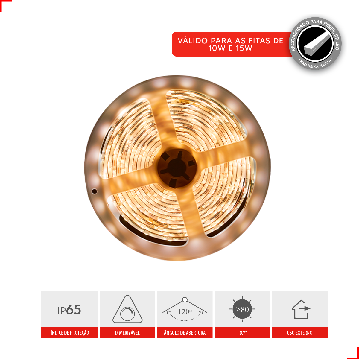 Fita Led Connect 5w 2700k Branco Quente 5 Metros 220v Tensão Direta 60 Leds/m a prova dágua Cod: 148003035 Avant
