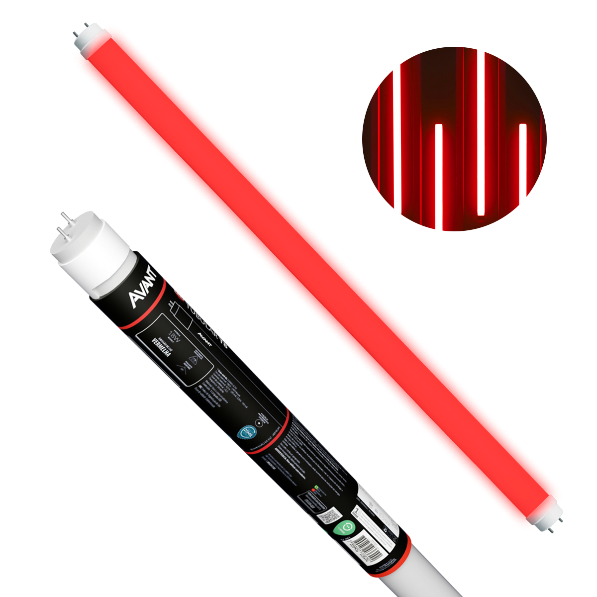 Lâmpada Led Tubular T8 18w Vermelha G13 Bivolt IP20 Avant