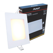 Painel Plafon Alumínio Embutir 6W 3000k Branco Quente 12cm Bivolt Quadrado Avant