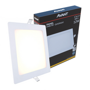 Painel Plafon Alumínio Embutir 12W 3000k Branco Quente 17cm Bivolt Quadrado Avant