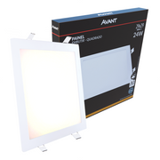 Painel Plafon Aluminio Embutir 24W 3000k Branco Quente 30cm Bivolt Quadrado Avant