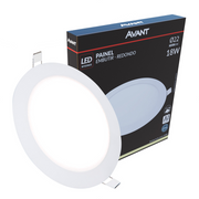 Painel Alumínio Embutir 18W 4000k Branco Neutro Bivolt 22cm Redondo Branco Avant