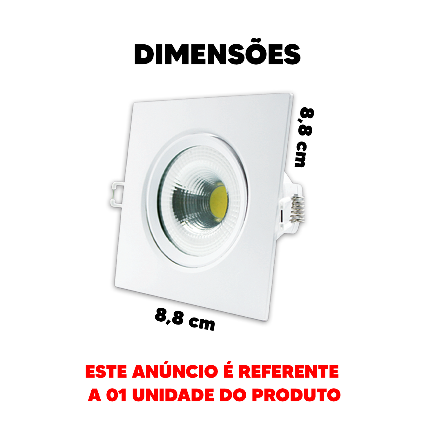 Spot Led Authentic Emb. Quadrado 5w 3000k 9cm BF Avant