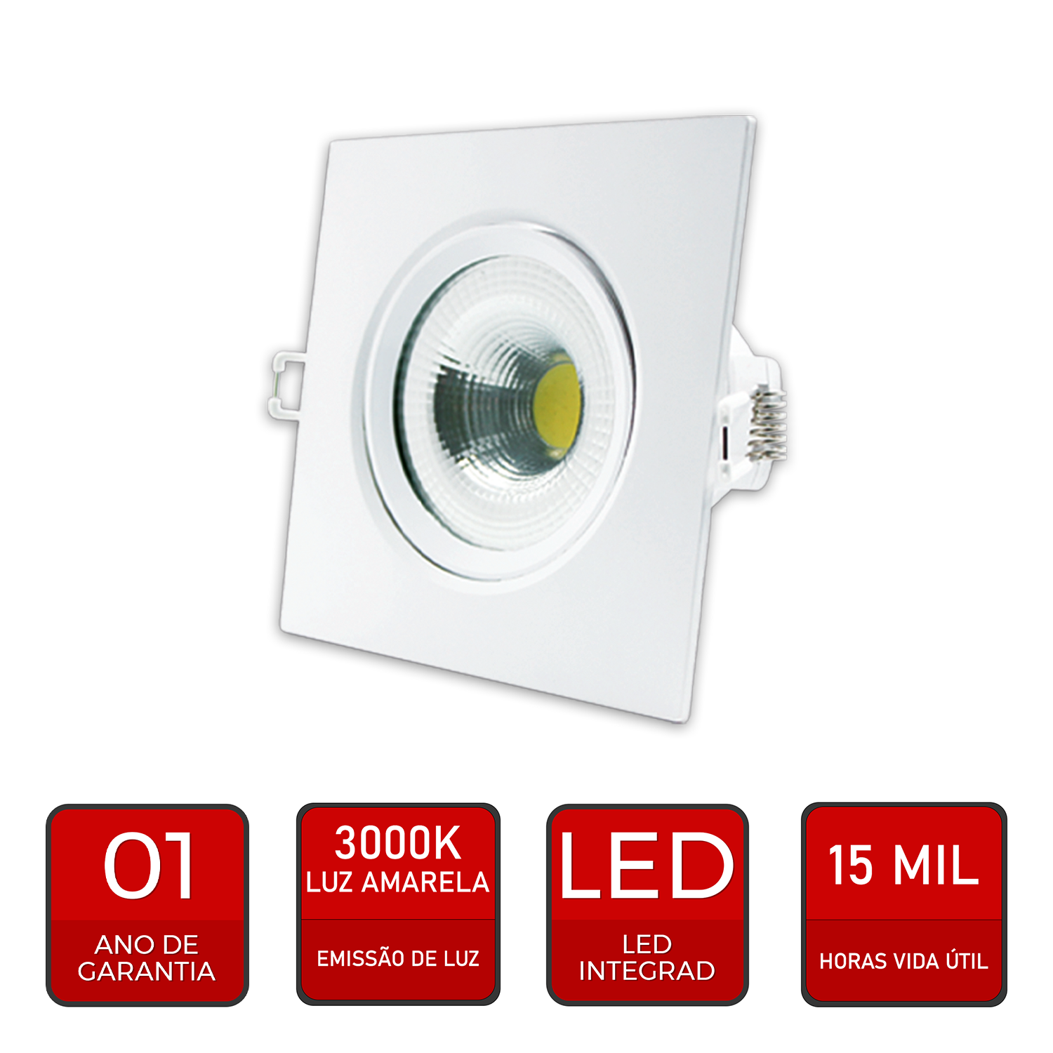 Spot Led Authentic Embutir 5w 6500k Branco Frio 9m Bivolt Quadrado Branco Avant