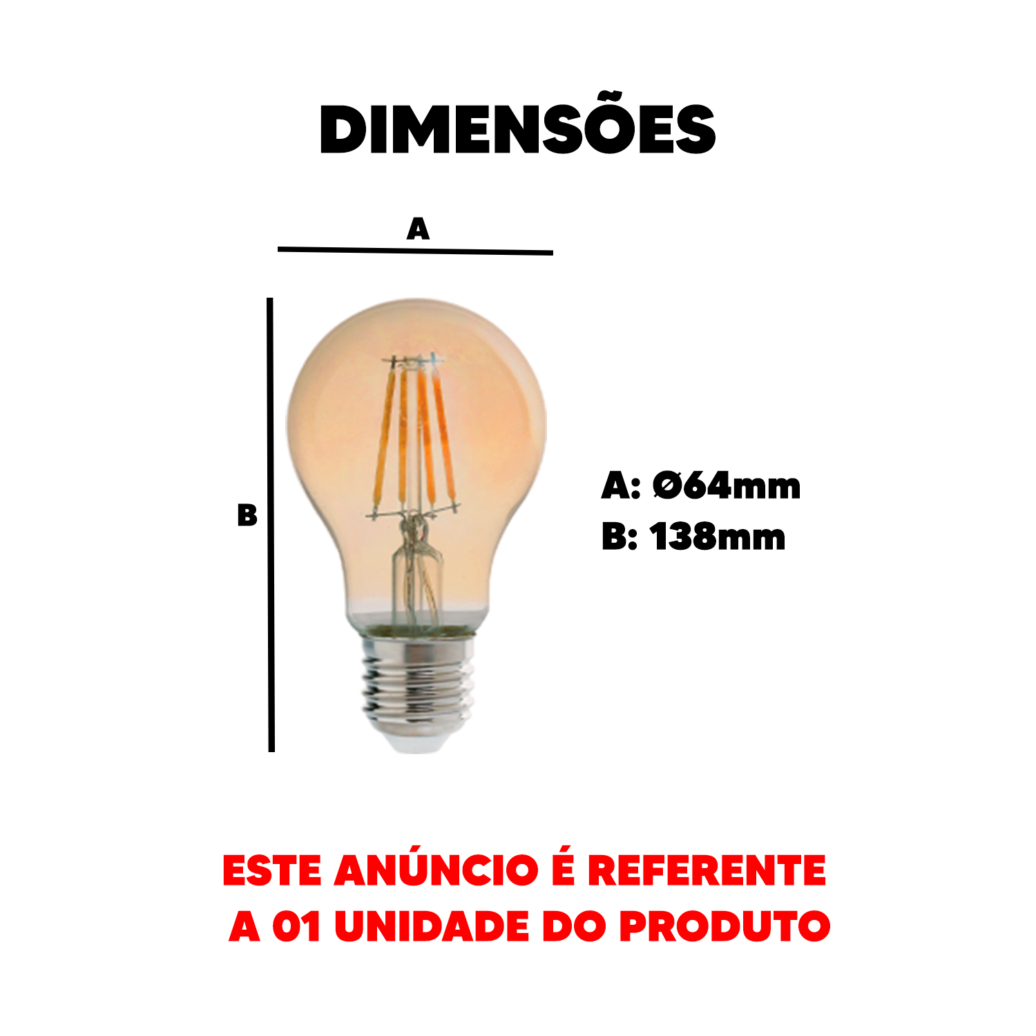 Lampada Led Pera Retro A60 4w 2200k Branco Quente E27 110v/220v Avant