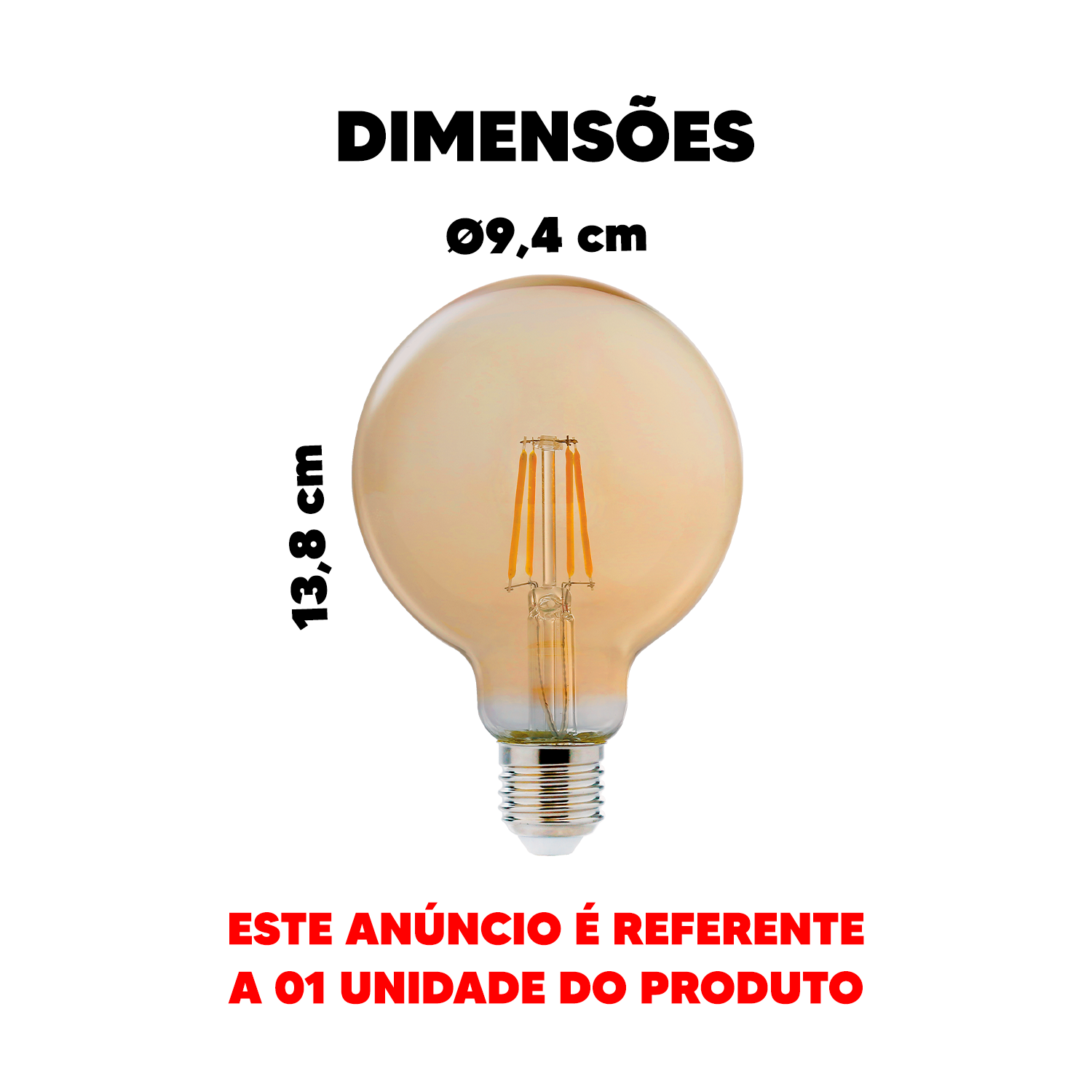 Lampada Led Retro G95 4w 2200k Branco Quente E27 110v/220v Avant