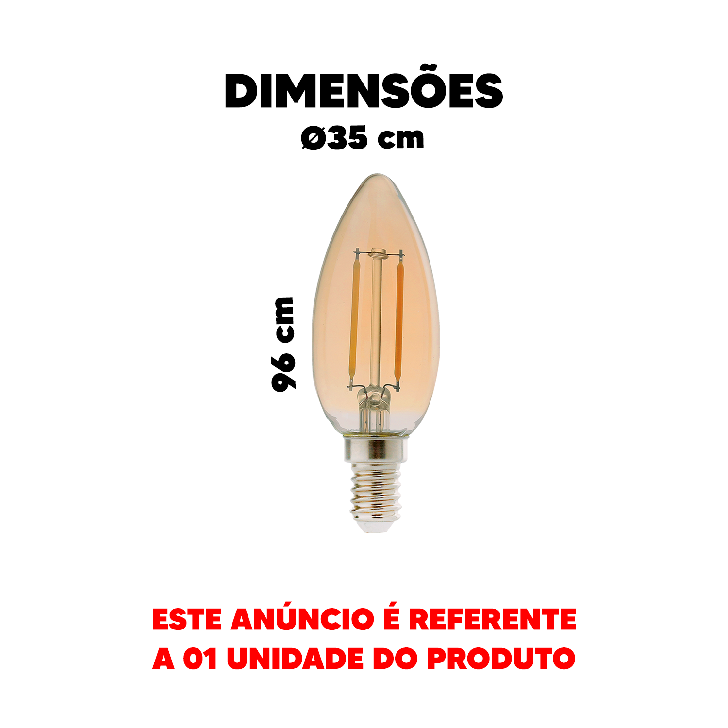 Lâmpada Led Retro Vela Âmbar 2w E14 2200k 220v Luz Quente