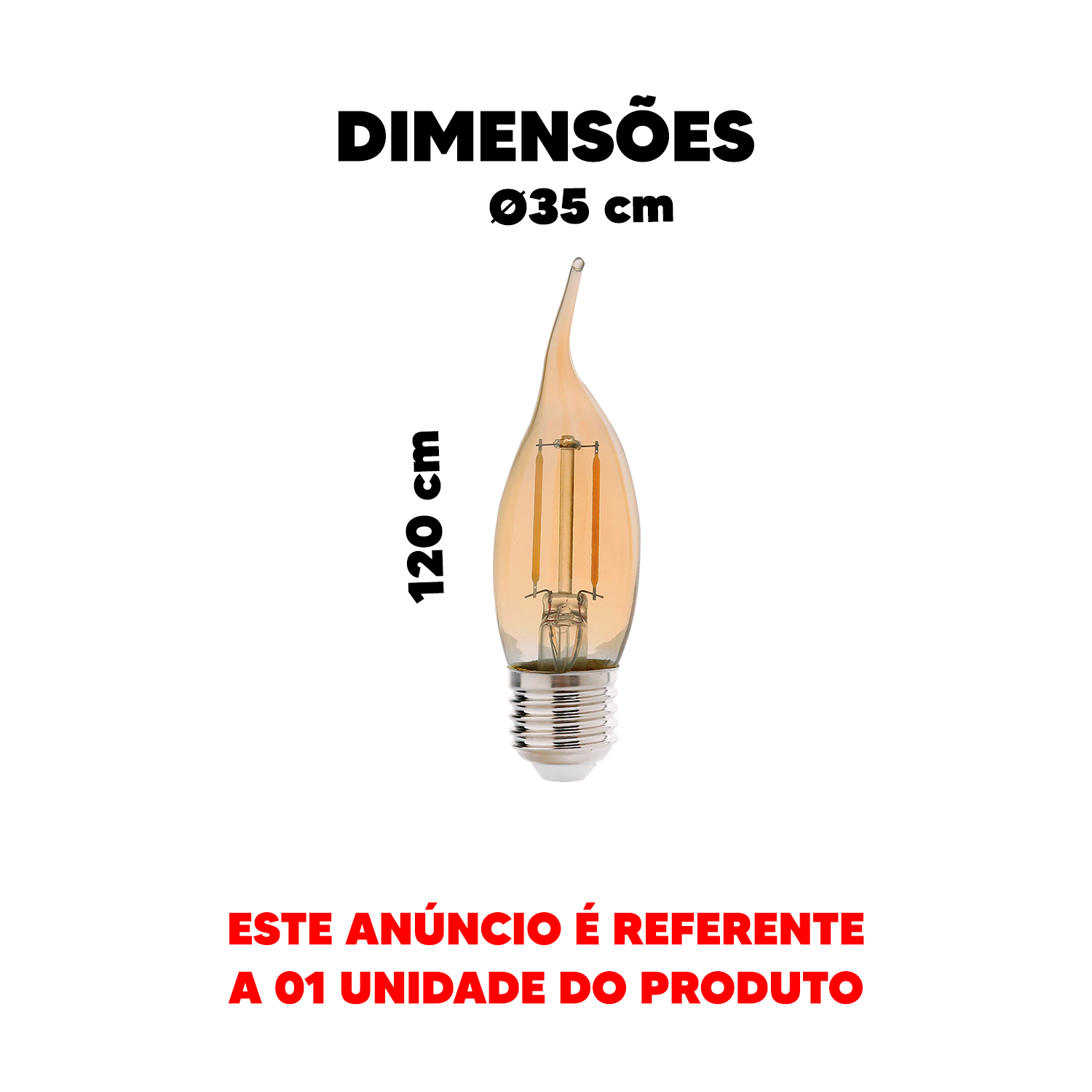 Lampada Led Vela Filamento Chama 2w 2200k Branco Quente E27 110v/220v Avant