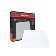 Painel Plafon Alumínio Sobrepor 6W 3000k Branco Quente 12cm Bivolt Quadrado Avant