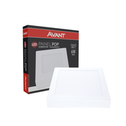Painel Plafon Alumínio Sobrepor 6W 65000k Branco Frio 12cm Bivolt Quadrado Avant