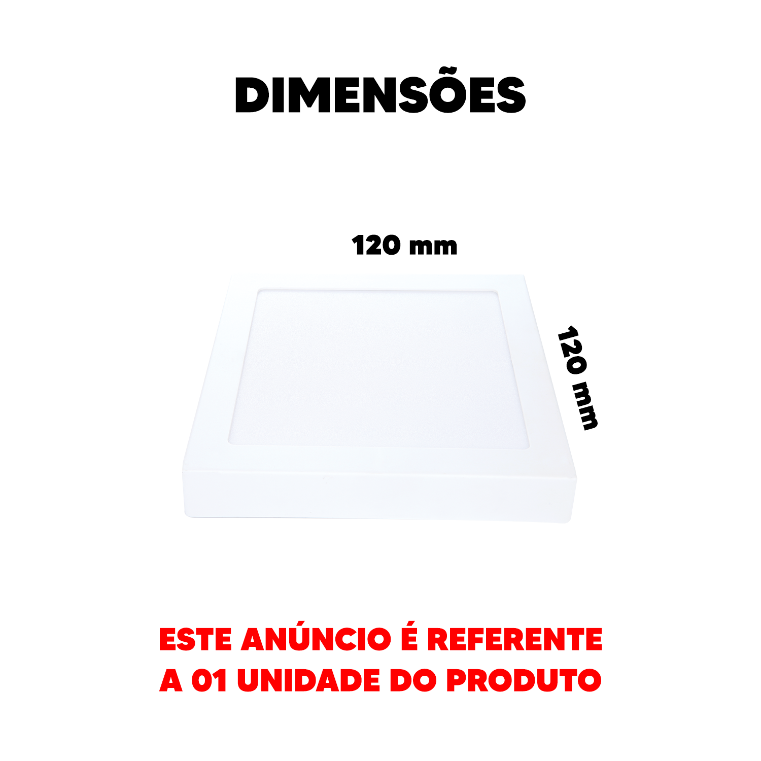 Painel Plafon Alumínio Sobrepor 12W 3000k Branco Quente 17cm Bivolt Quadrado Avant