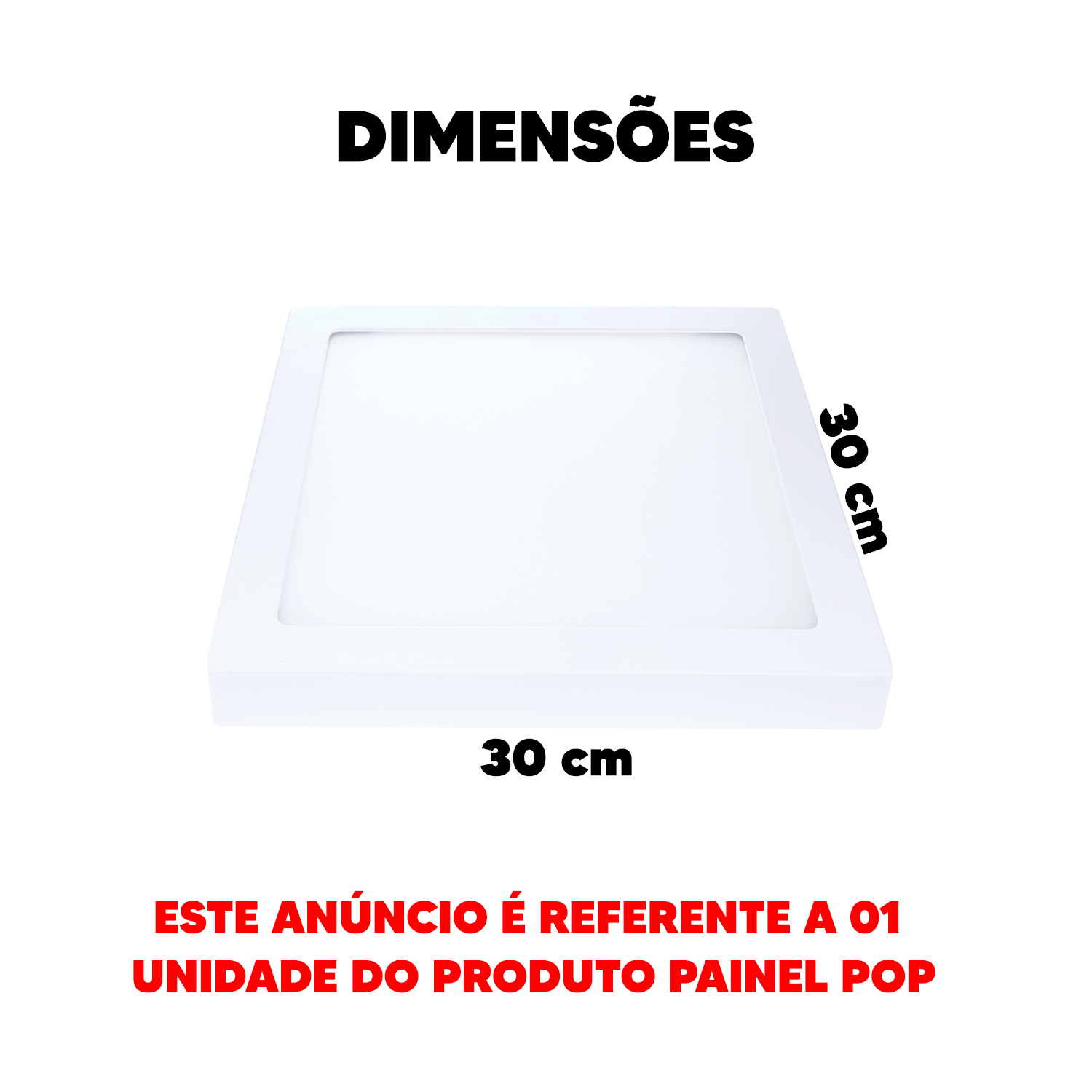 Painel Plafon Alumínio Sobrepor 24W 3000k Branco Quente 30cm Bivolt Quadrado Avant