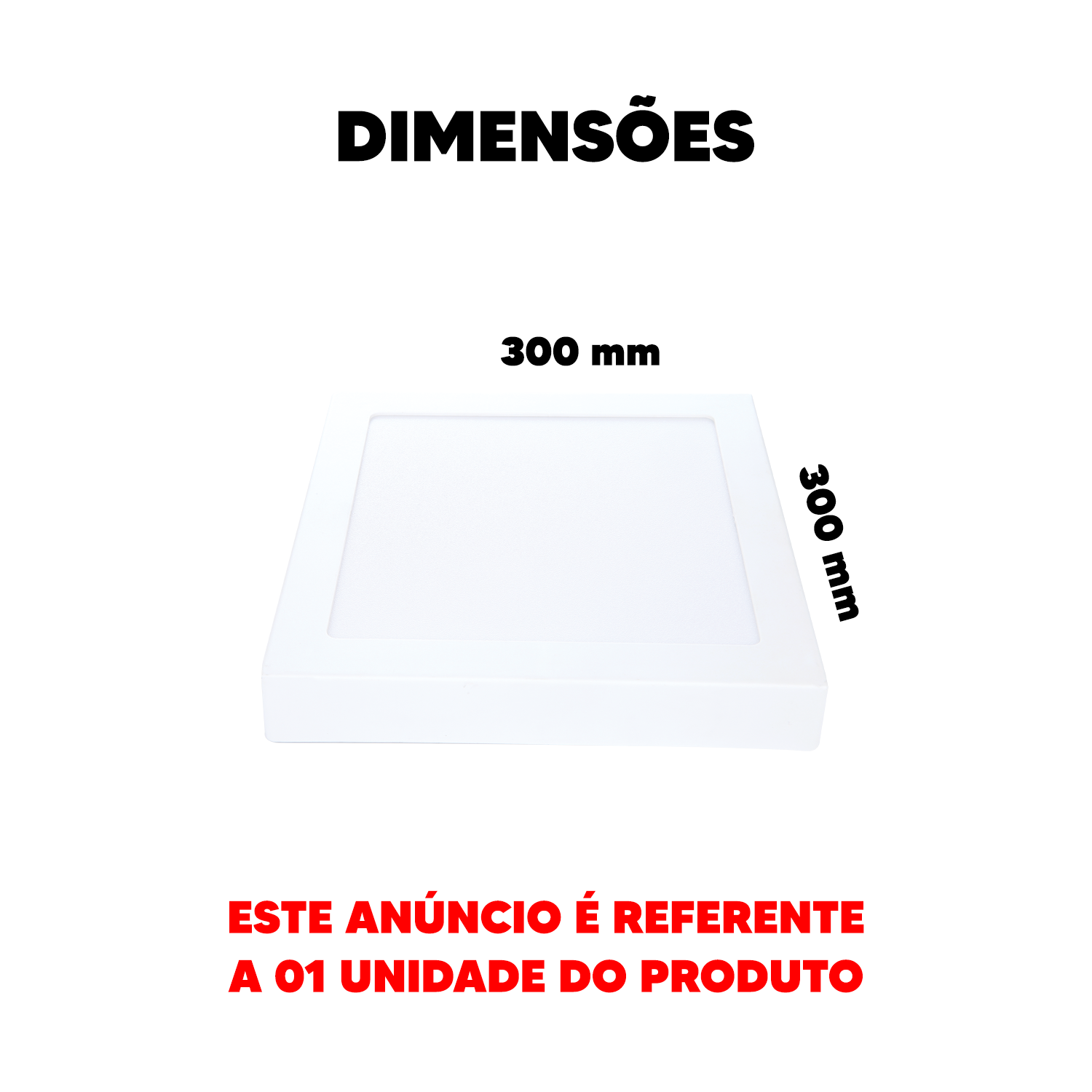 Painel Plafon Alumínio Sobrepor 24W 6500k Branco Frio 30cm Bivolt Quadrado Avant