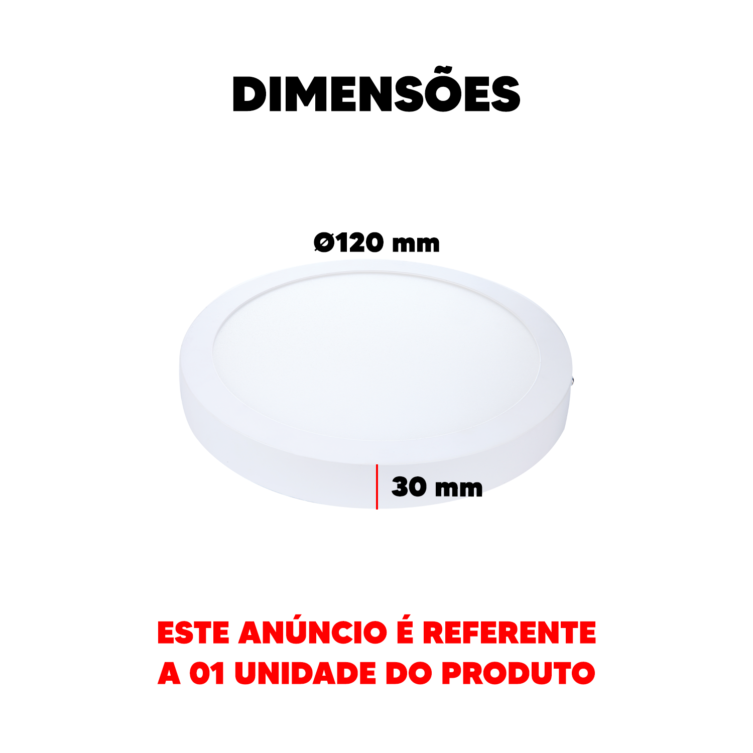 Painel Alumínio Sobrepor 6W 3000k Branco Quente 12cm Bivolt Redondo Avant