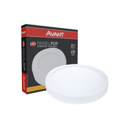 Painel Alumínio Sobrepor 6W 3000k Branco Quente 12cm Bivolt Redondo Avant