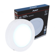 Painel Alumínio Sobrepor 6W 6500k Branco Frio 12cm Bivolt Redondo Avant