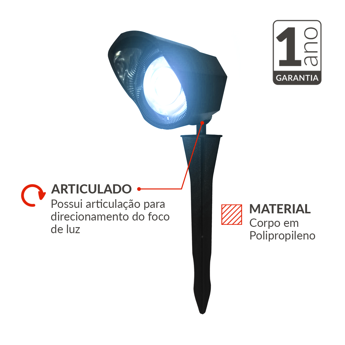 Espeto de Jardim Hummer 5W 6500k Branco Frio Bivolt Ip65 Preto Avant