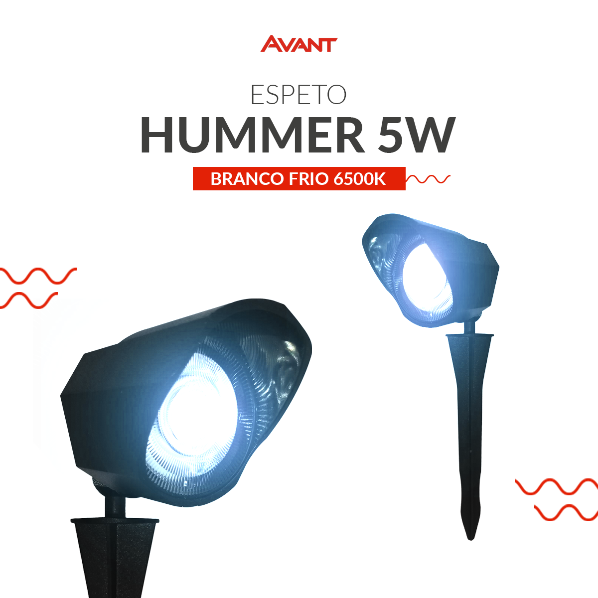 Espeto de Jardim Hummer 5W 6500k Branco Frio Bivolt Ip65 Preto Avant