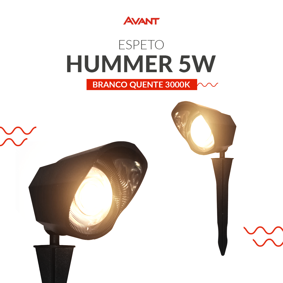Espeto de Jardim Hummer 5W 3000K Branco Quente Bivolt IP65 Avant