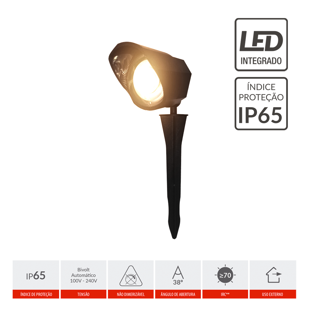 Espeto de Jardim Hummer 5W 3000K Branco Quente Bivolt IP65 Avant