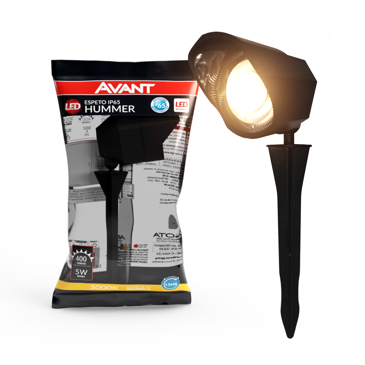 Espeto de Jardim Hummer 5W 3000K Branco Quente Bivolt IP65 Avant