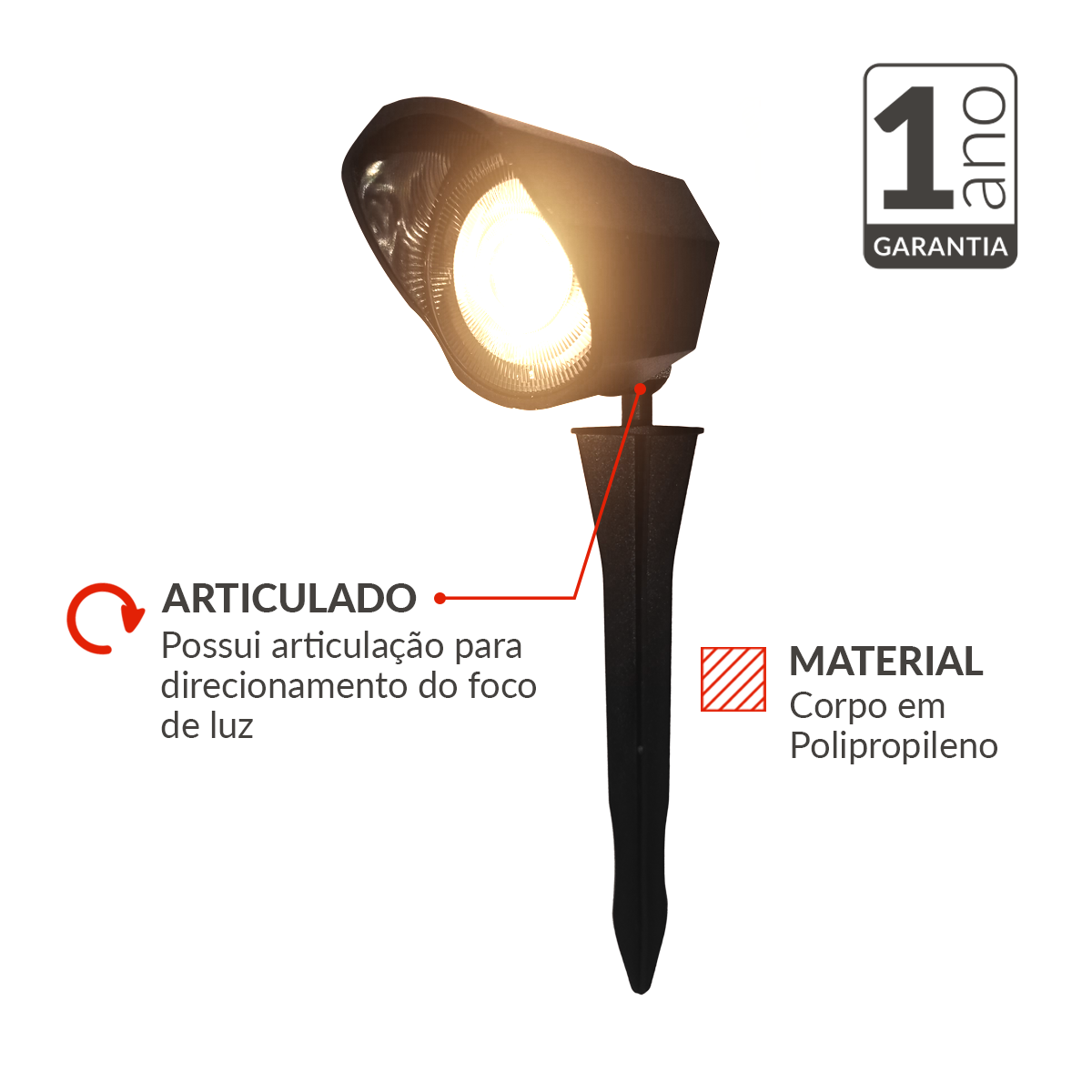 Espeto de Jardim Hummer 5W 3000K Branco Quente Bivolt IP65 Avant